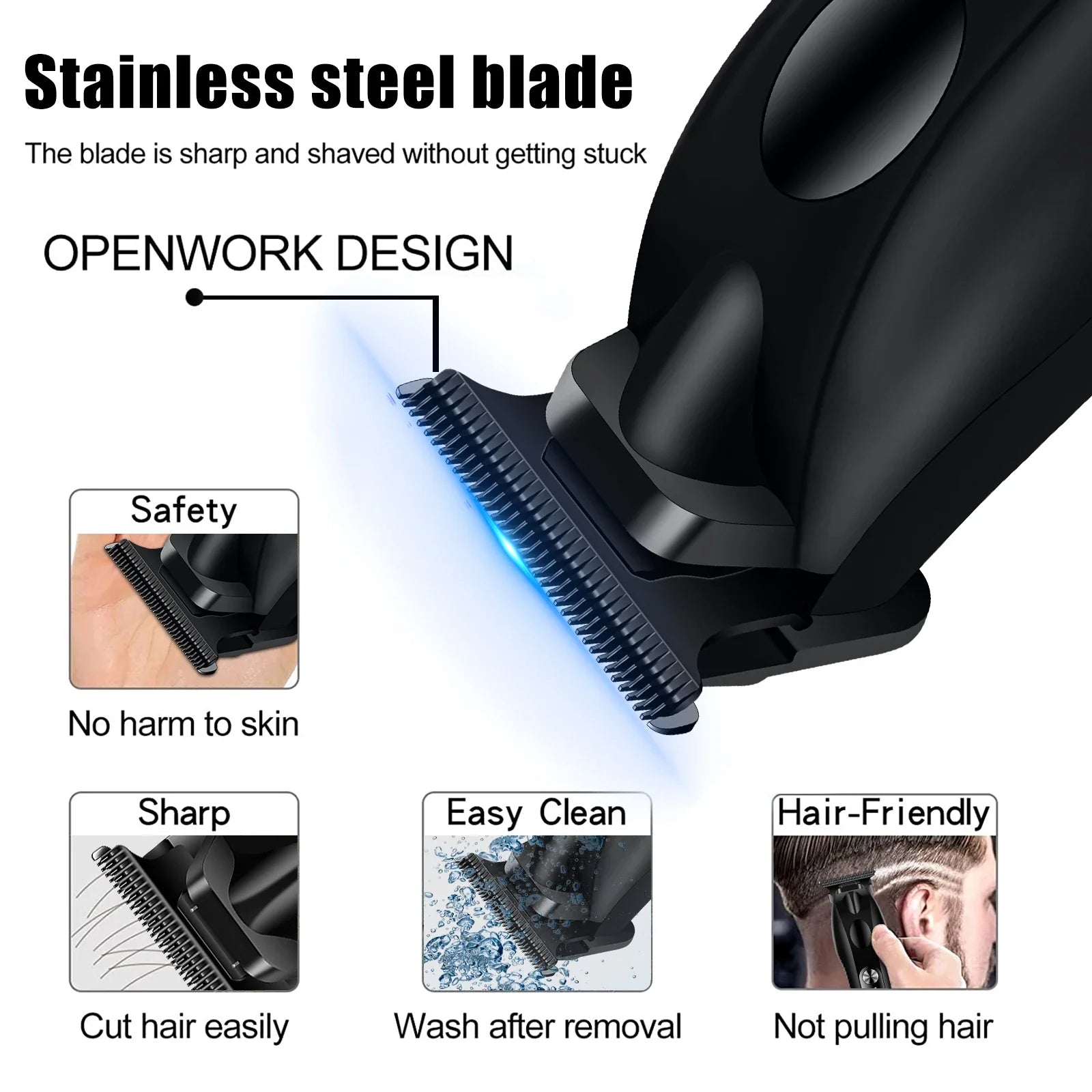 Hair Clippers for Men Professional Cordless Barber T-Blade Beard/Hair Trimmer Set Electric Razor Foil Shaver Nose Men's Hair Cut