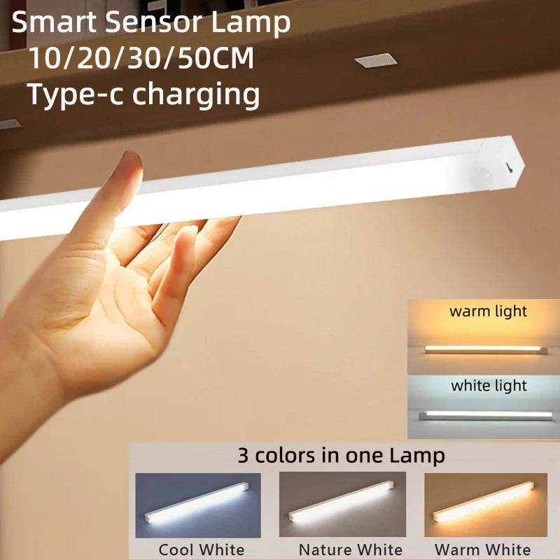 Motion Sensor Lamp Night Light Wireless LED USB Type C Rechargeable Lamp for Kitchen Cabinet Bedroom Wardrobe Staircase Lighting