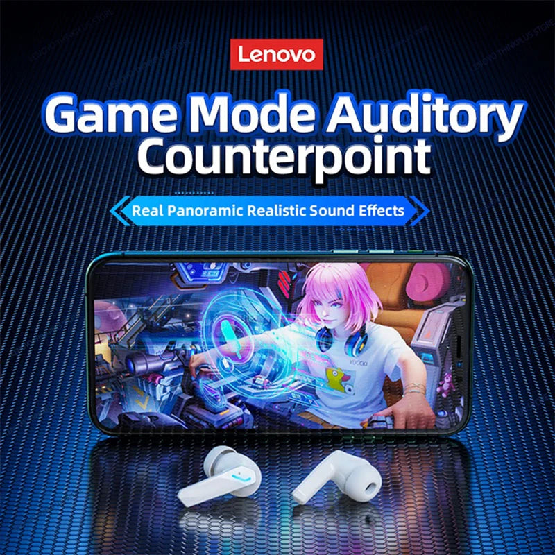 Original Lenovo GM2 Pro TWS Bluetooth 5.3 Earphones Dual Modes Music Game Earbuds HD Calls With Built-in 2 Mics Sport Headphones
