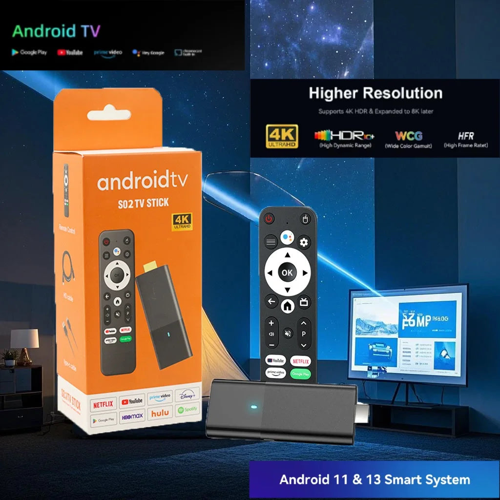 UBISHENG S02 TV Stick  4K Android TV 11 smart TV box With H313 2GB RAM 8GB ROM WiFi 2.4G/5G HDR 10+ Media Player Dual Wifi