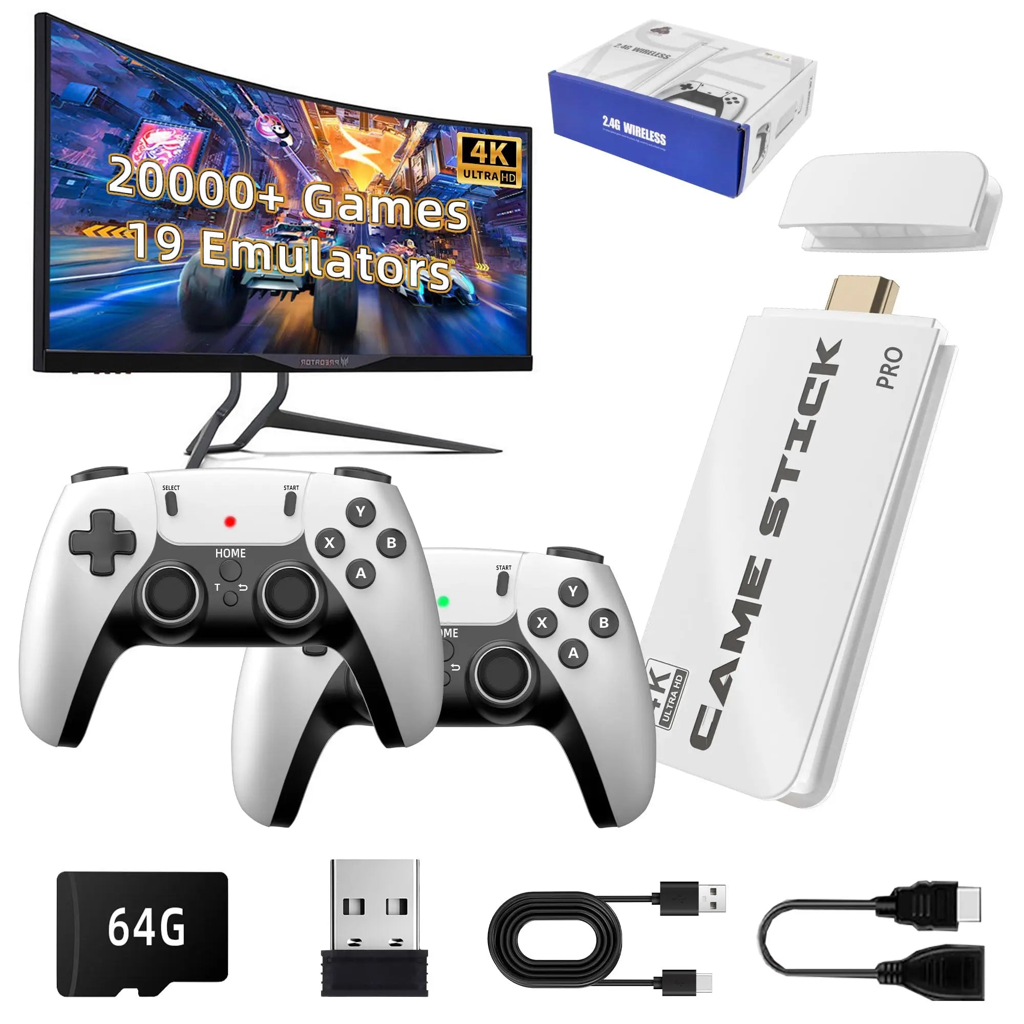 M15 Video Game Console 2.4G Wireless Dual Controller Gamepad Game Stick 64GB 15000+ Retro Classical Games Family Gift