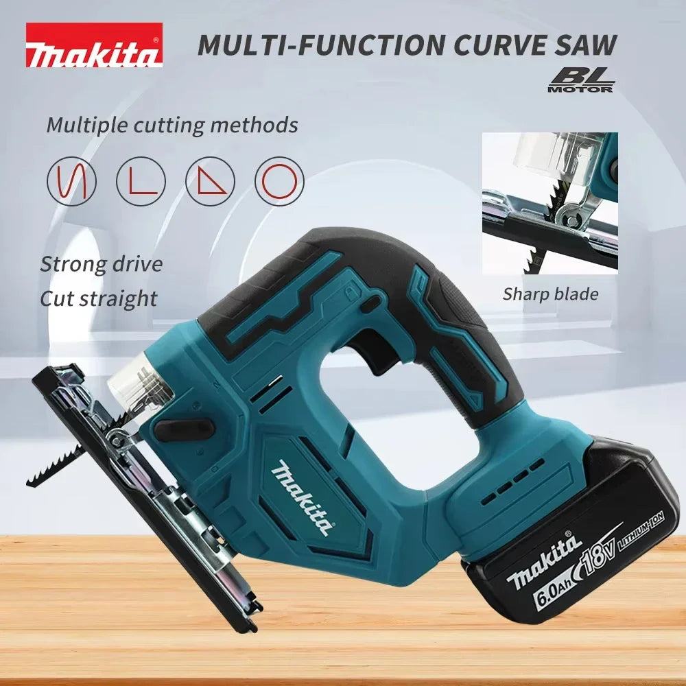 2025Makita DJV182Z 340W Brushless Jigsaw 18V Without Battery with Saw Blade Cordless Barrel Handle Portable Carpenter Power Tool