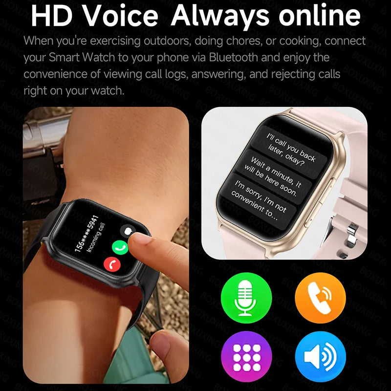 2026 New Fashion 1.83'' Smart Watch Men Women Bluetooth Call Heart Rate Monitor Voice Assistant Multiple Sports Modes Smartwatch