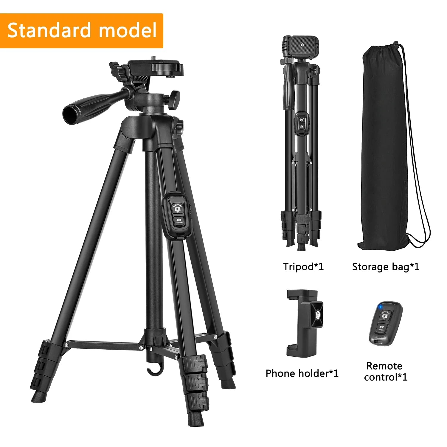 Tripod,60" Camera Tripod with Travel Bag,Cell Phone Tripod with Remote,Professional Aluminum Portable Tripod Stand