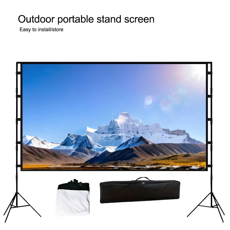 Double triangular bracket projection screen, more stable and not afraid of wind, easy to install, with storage bag