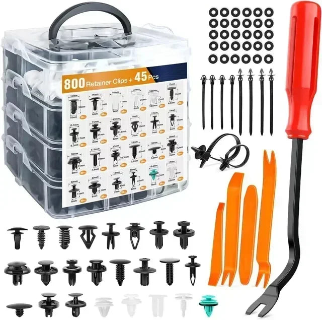 800pcs Car Plastic Retainer Clips Kit 680pcs Auto Fender Push Pin Rivet Door Trim Panel Car Fastener Clip Mixed Set Amagi