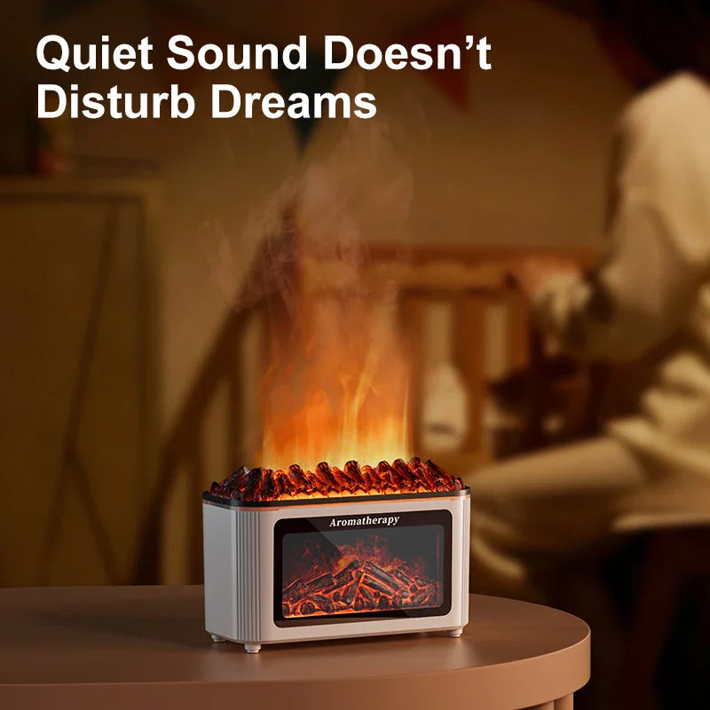 Simulated Fireplace Aroma Diffuser with 7-Color Flame Effects, Retro-Style Charcoal Design, Essential Oil Diffuser for Home Use