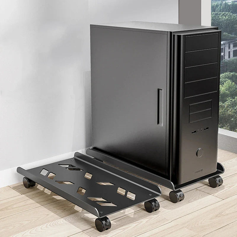 Mobile CPU Stand, Steel PC Tower Stand CPU Holder with Rolling Caster Wheels, Computer Tower Stand Fits Most PC for Home Office