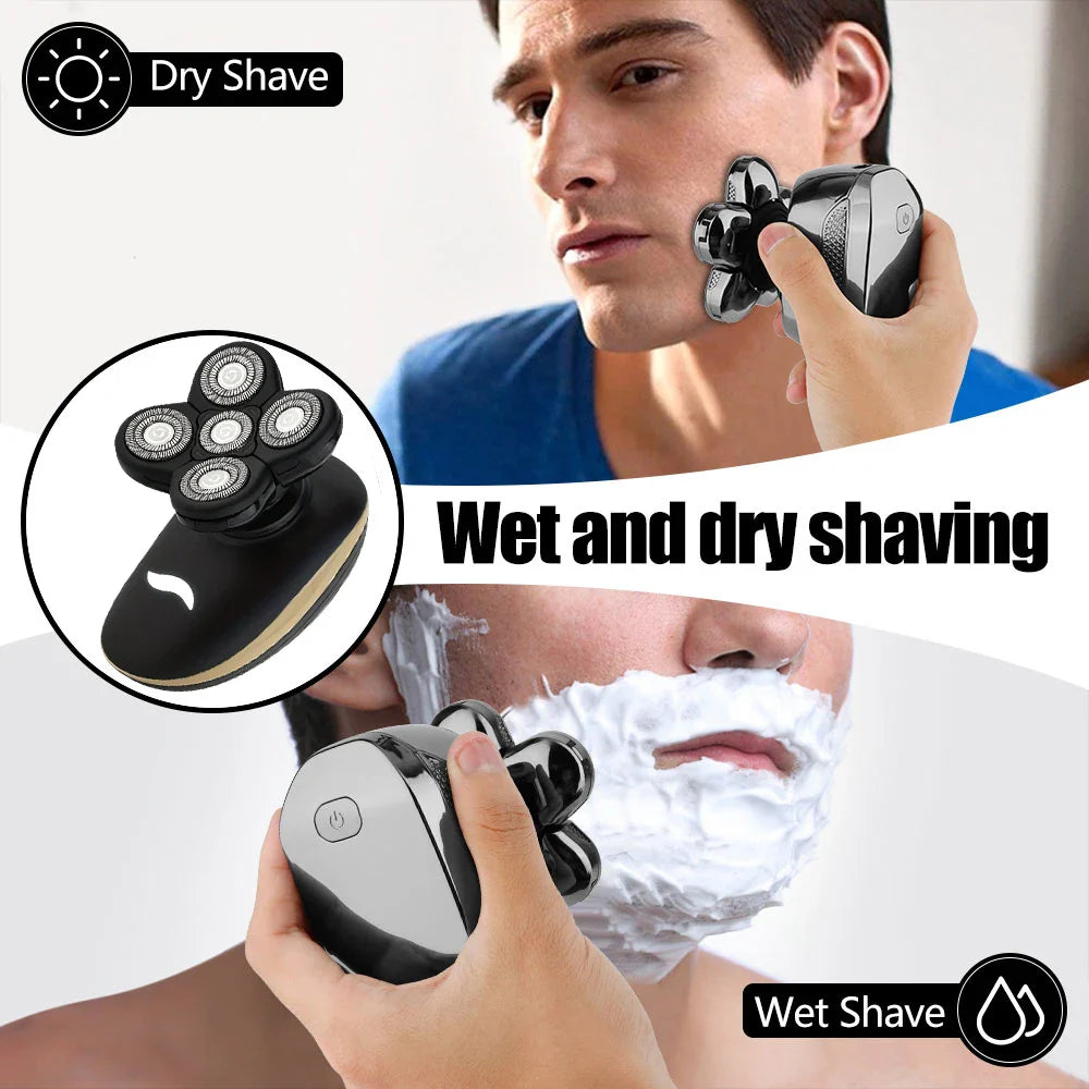 HIEAN Men 6D Floating Men Electric Shaver Wet Dry Beard Hair Trimmer Electric Razor Rechargeable Bald Head Shaving Machine