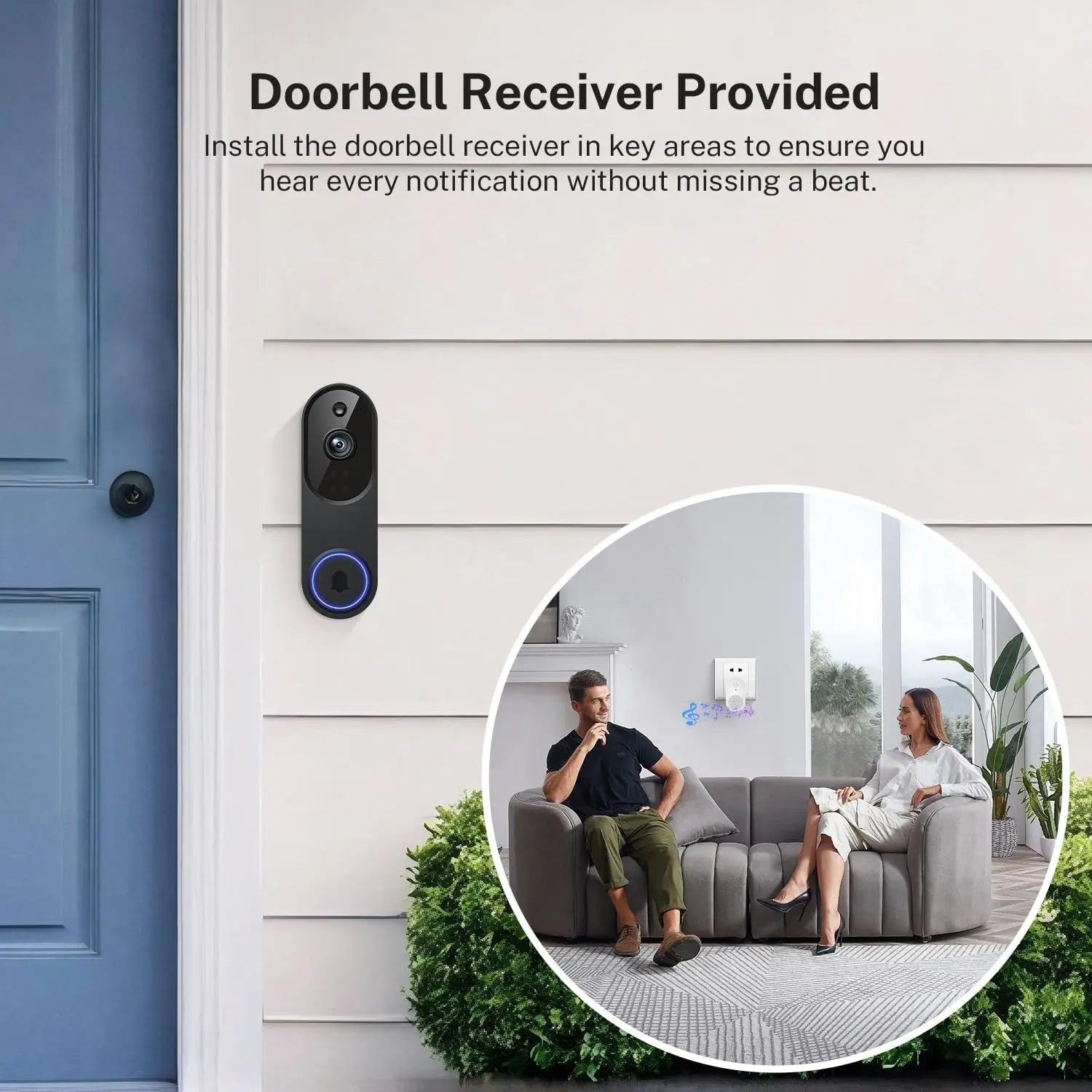 1080p Wireless Video Doorbell Camera with Two-Way Audio, Night Vision, Cloud Storage, AI Motion Detection for Home Security