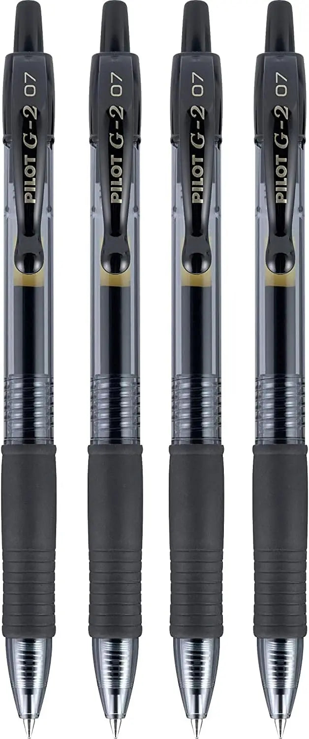 Premium Gel Roller Pens, 0.7mm Fine Point, Smooth Writing Black Ink, Pack of 4
