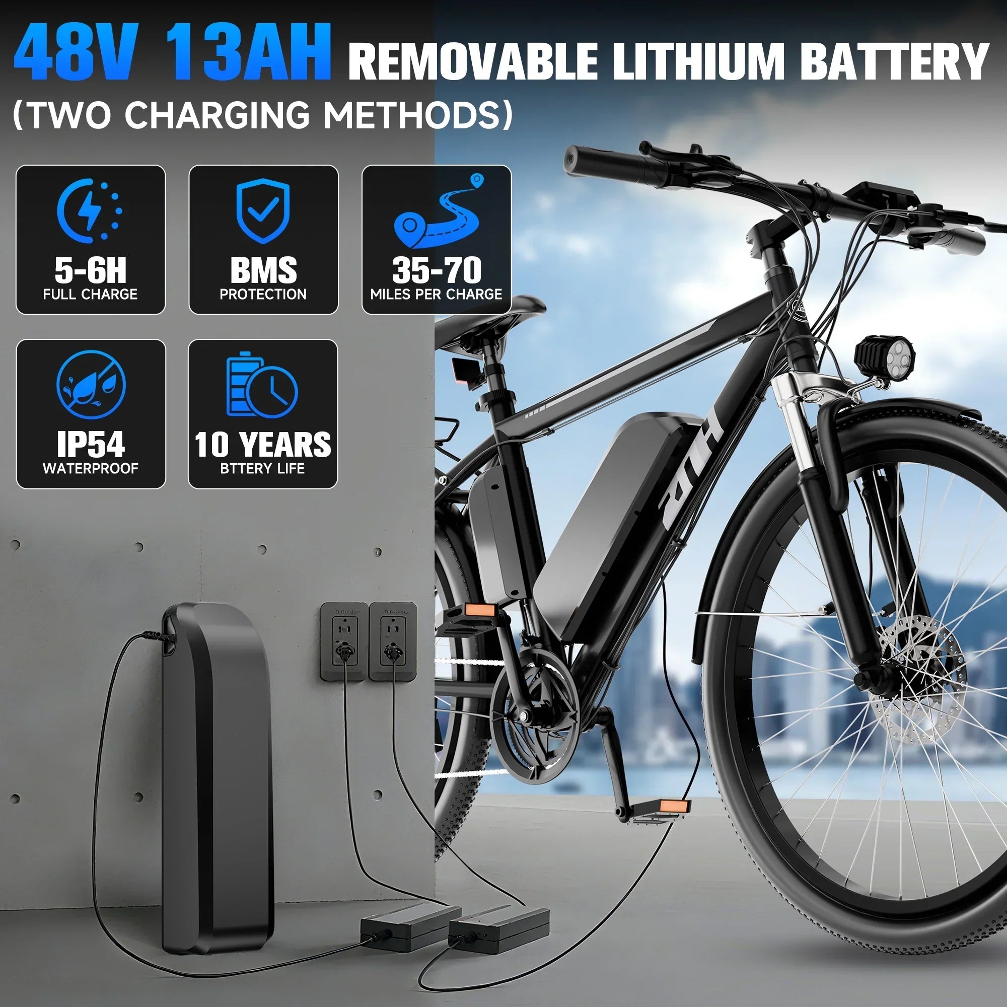 ZNH 1000W Electric Bike, 26 inch Electric Mountain Bike with 48V Battery,50Miles 20MPH Adult Ebike,UL 2849