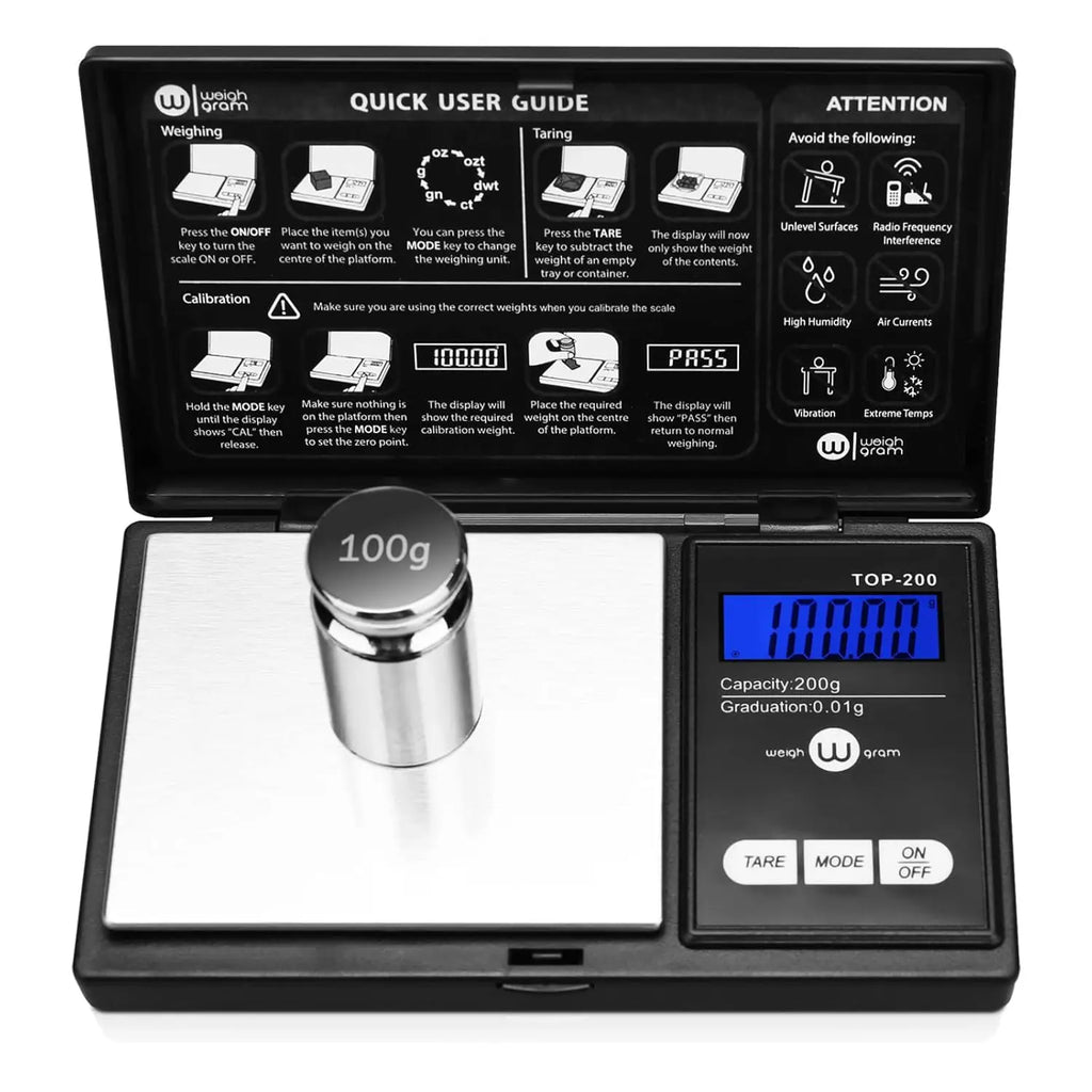200g Digital Pocket Scale 0.01g Accuracy, Mini Food Jewelry Scale with Calibration Weight