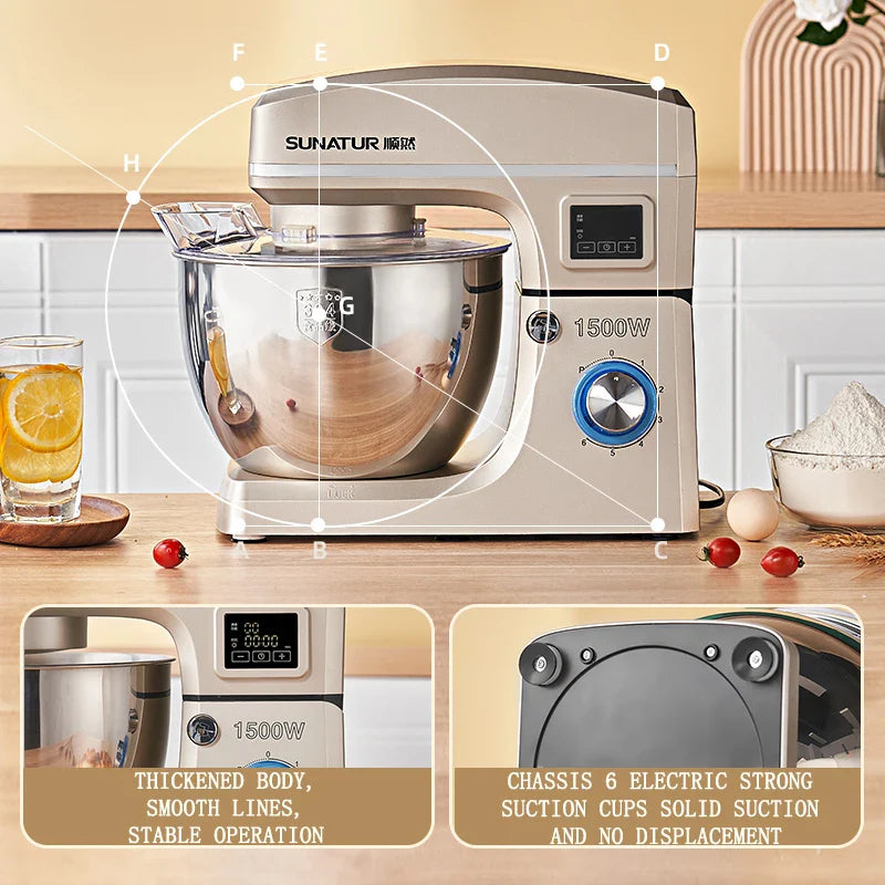 SUNATUR Electric Kitchen Blender Machine: Stand Mixer with Planetary Beater Automatic Mix Support for Dough Efficient Processor