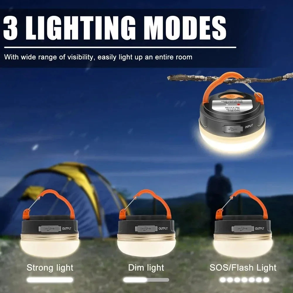 Outdoor Light Power Camping Lantern Tents Lamp 1200mah USB Rechargeable Portable Camping Light Outdoor Hiking Night Hanging Lamp