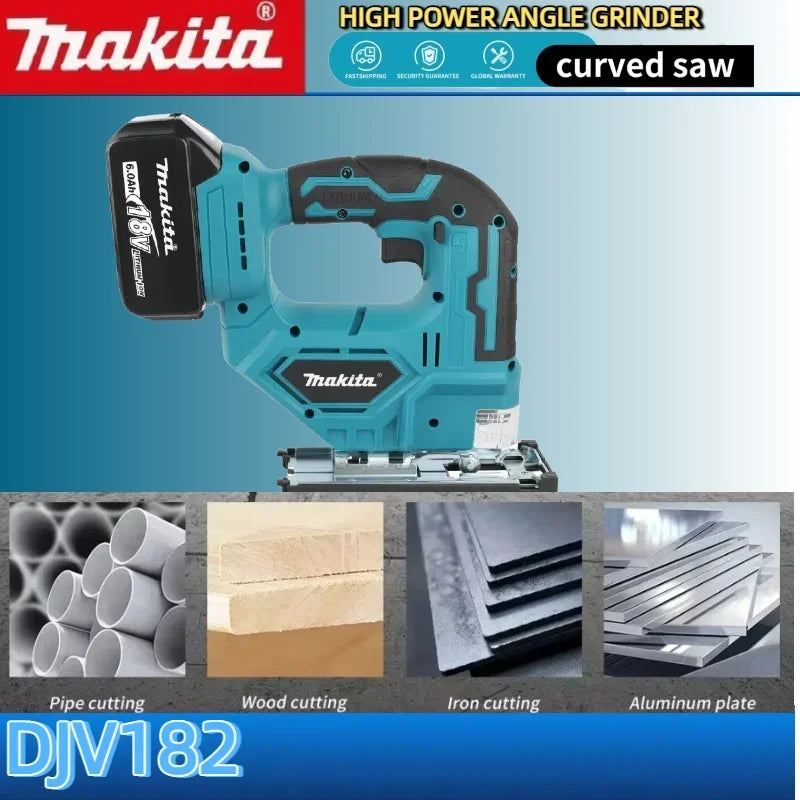 Makita DJV182Z Cordless Jigsaw:18V,300W,0-2700rpm,Stroke,±45° Cutting Angle,For Wood/Plastic/Metal Cutting Jobs