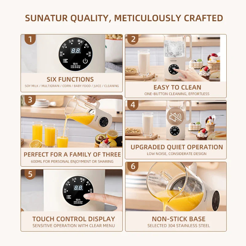 SUNATUR 2025 New Mini Blender Multifunctional Soy Milk Maker Automatic Home Use Philippines