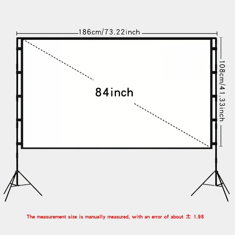 Double triangular bracket projection screen, more stable and not afraid of wind, easy to install, with storage bag