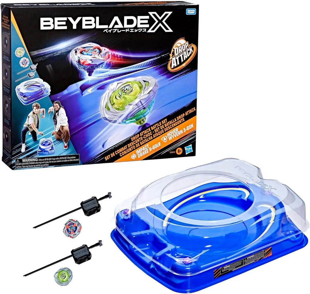 Drop Attack Battle Set with Stadium, 2 Spinning Tops & Launchers, Ages 8+ - Exciting Game Toys