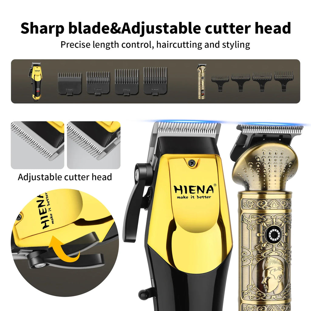 hiena Professional Barber Fade Clippers 0mm Zero Gapped Edgers Hair Trimmer Electric Men Bald Head Finish Hair Cutting Machine