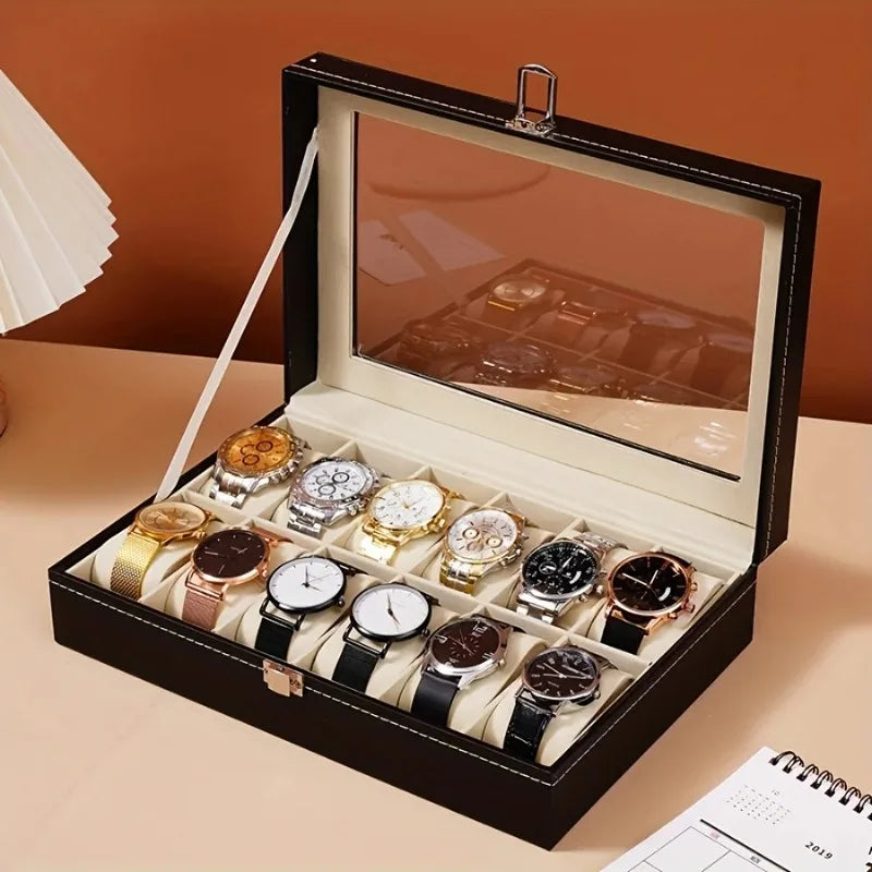 Exquisite High-end Large Capacity Watch Storage Box with Detachable Inner Lining Family Ornaments Men's Travel Gifts