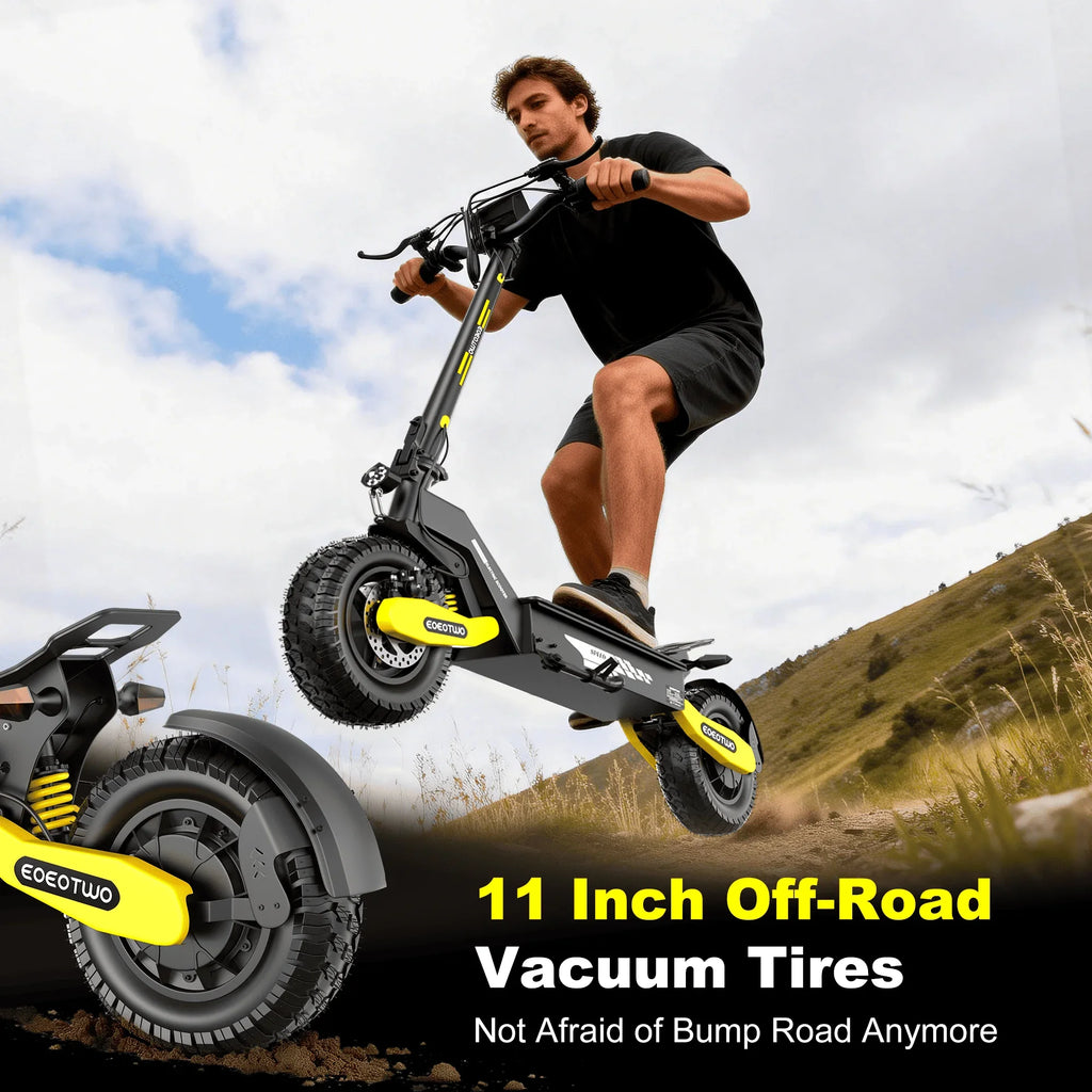1200W Off Road Electric Scooter for Adults 48V Long Range E-Scooter 30MPH Fast Speed 11" Tubeless Tire Foldable Kick Scooter