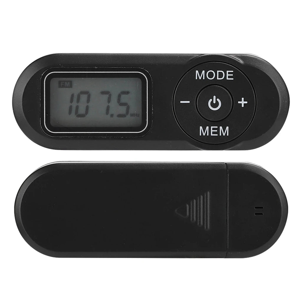 DSP Mini Portable 1.1inch LCD Digital FM Radio Music Player Black with Earphone