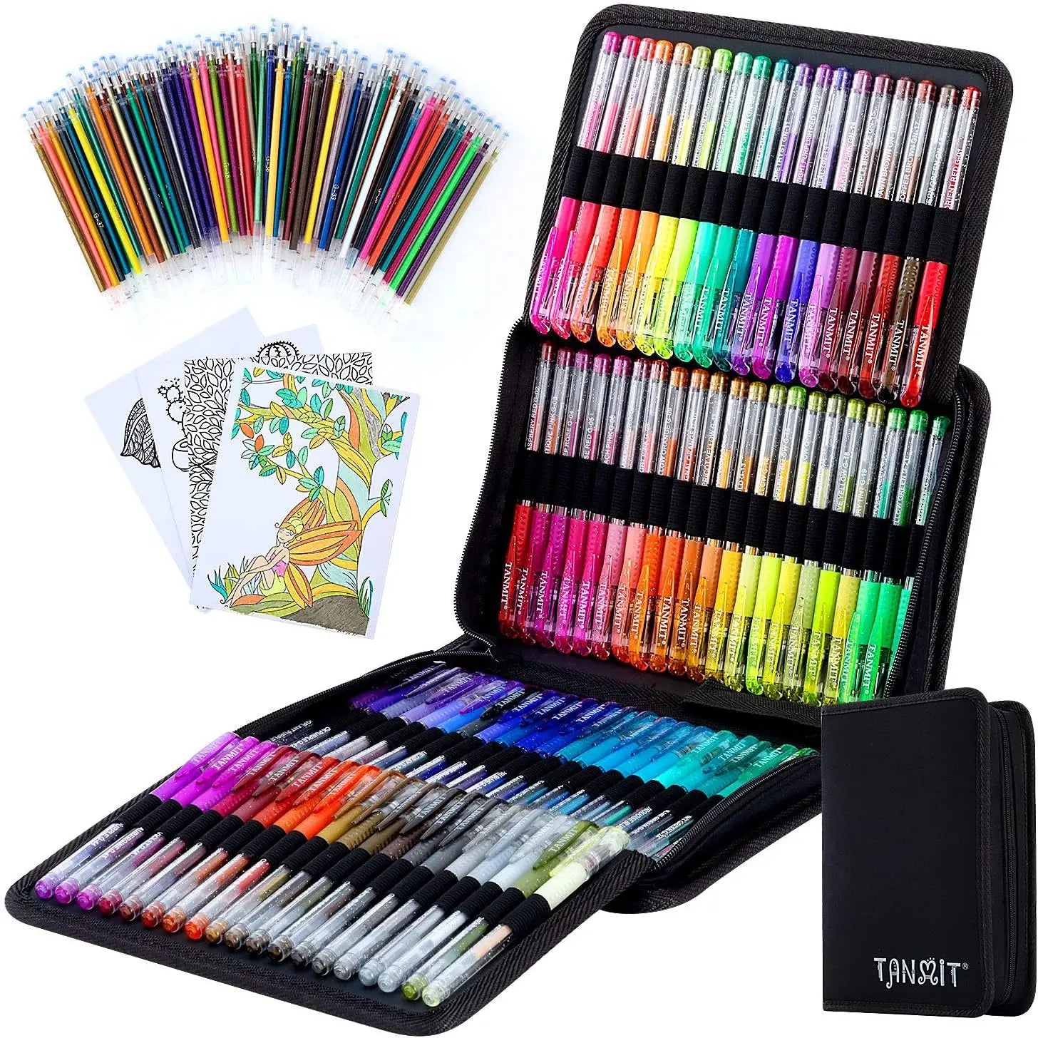 160 Glitter Gel Pens Set with Case, 40% More Ink for Coloring Books, Drawing & Writing