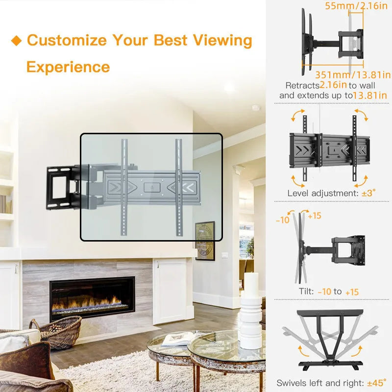 BEISHI TV Wall Mount Bracket for 40-80 Inch LED, LCD, OLED Flat Curved TVs TV Mount with Dual Swivel Arm Extend Tilting Rotation