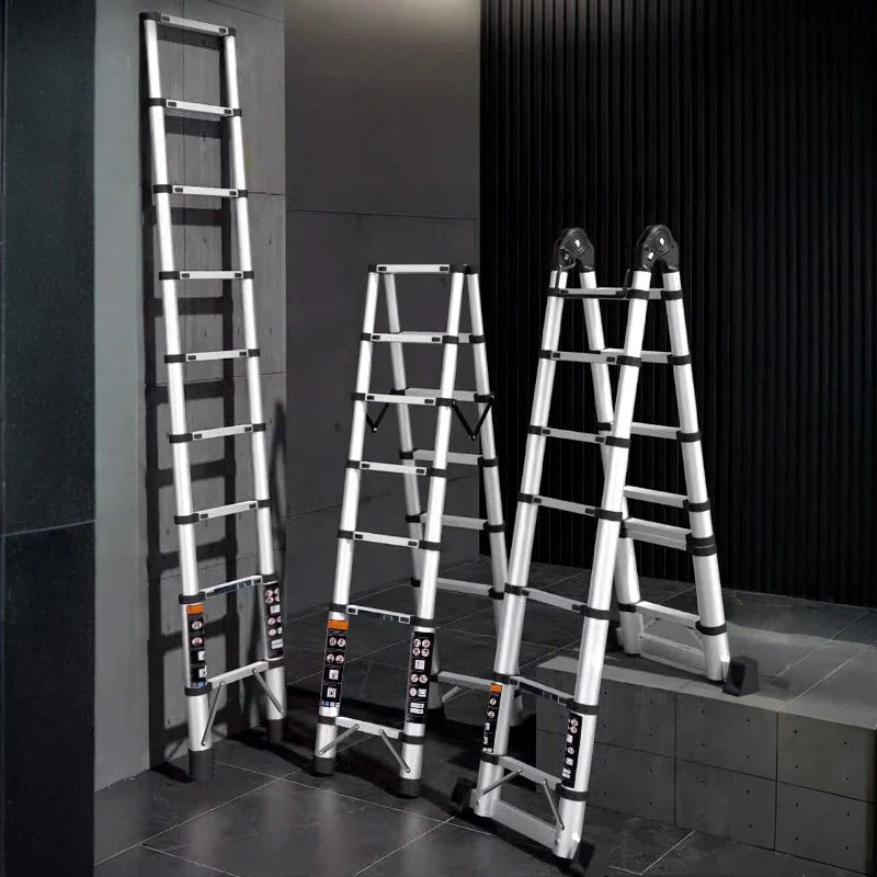 Aluminum Telescopic Folding 3 Step Ladder Step Stool Home Kitchen Garden Portable Lightweight Safety Lock Multipurpose Household