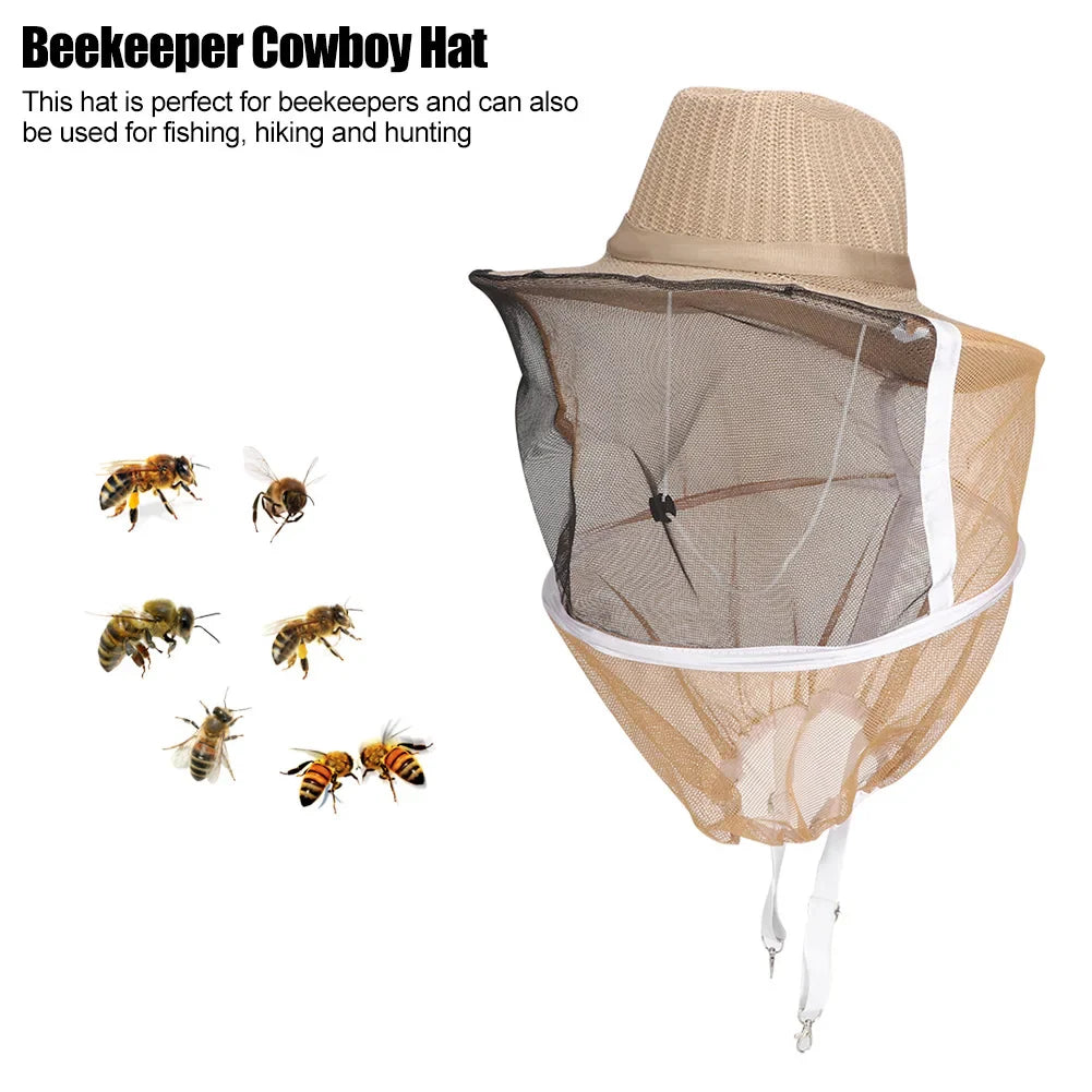 Beekeeping  Cowboy Hat Breathable Fireproof Beekeeping Veil  Face  Protector