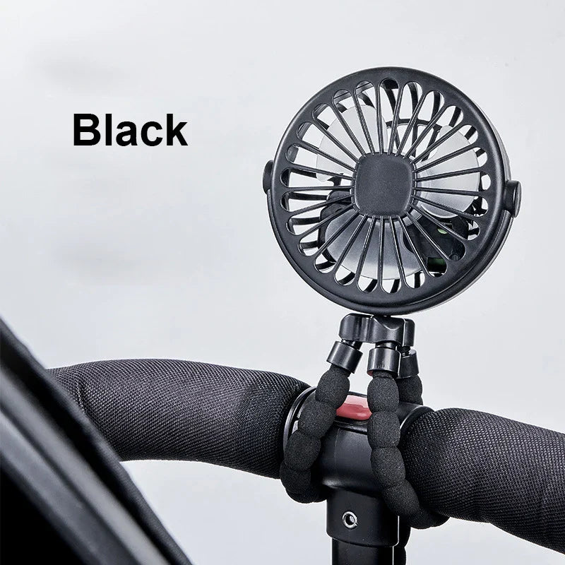 Octopus Fan Mini Flexible Tripod Cooler Fan Portable 360° Rotate Handheld Desk Fan for Stroller Bike Travel Winding Vertical Fan