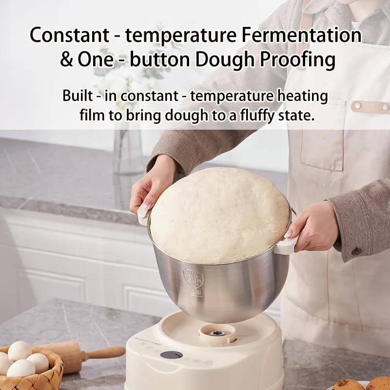 SUNATUR 5L/7L Electric Dough Mixer,250W DC Motor,Stainless Steel Bowl,Timed Fermentation,All-in-One