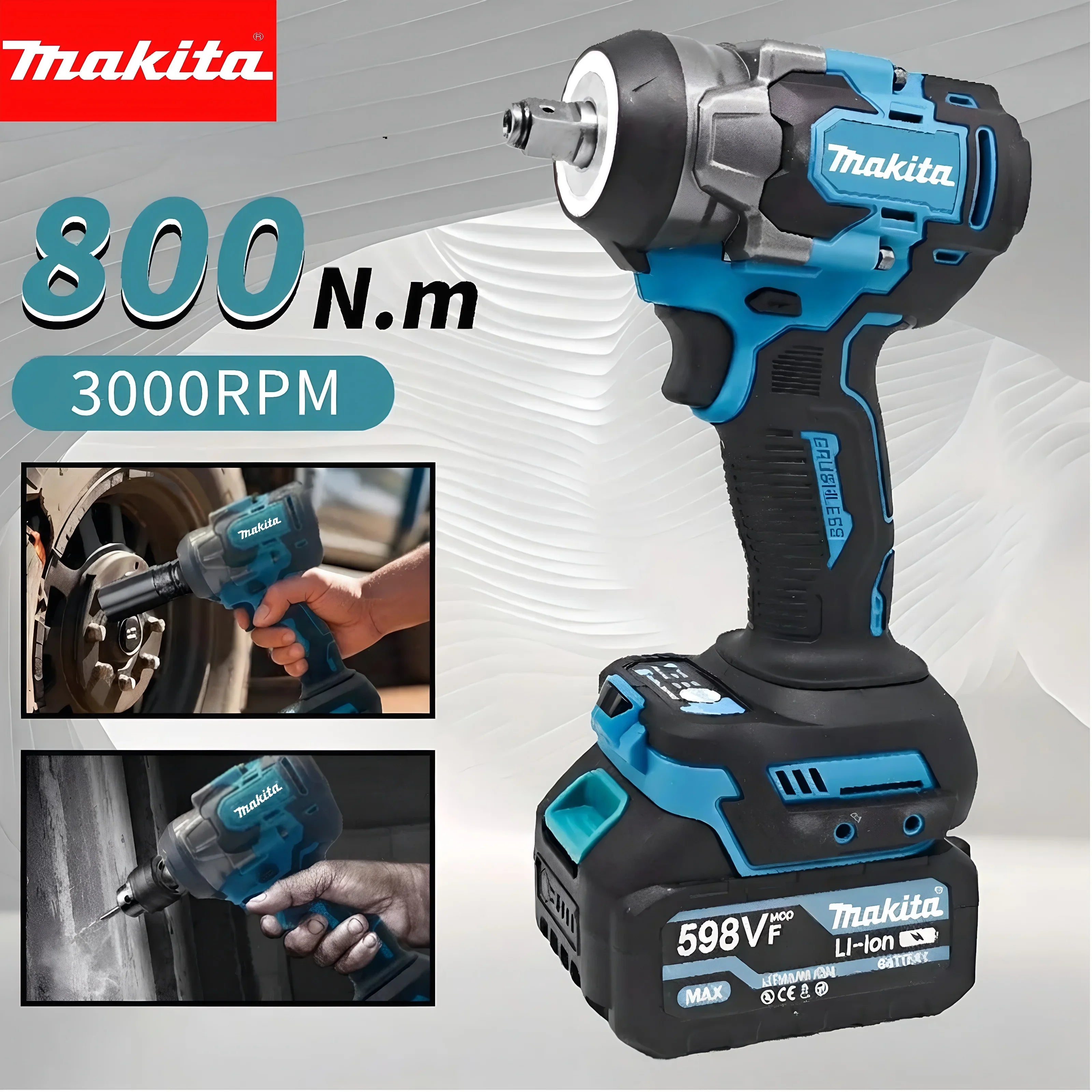 Makita 800Nm Impact Wrench Brushless Cordless 18V High Torque Electric Tool for Steel Construction & Large Equipment Repair