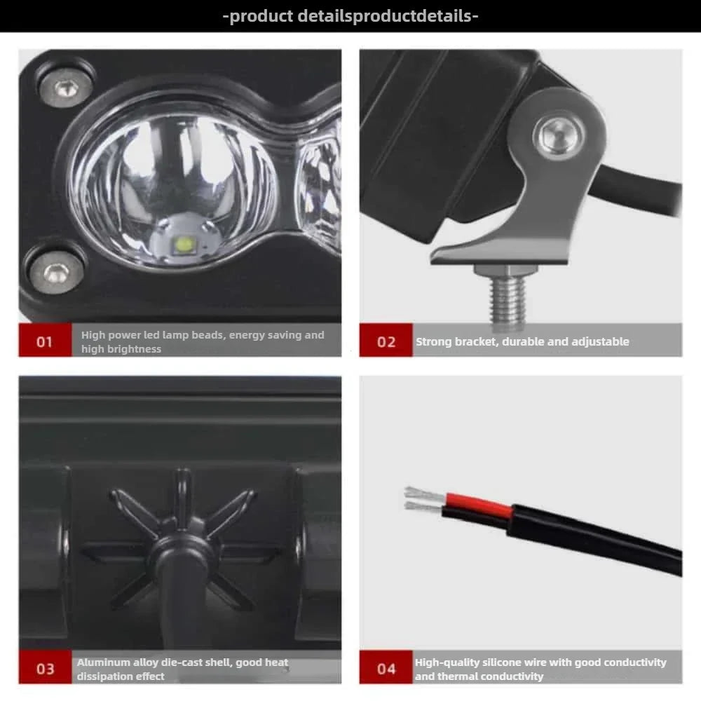 Car Spotlight 3 Inch White Yellow LED Pod Driving Work Light for Pickup Motorcycle Truck Offroad Roof Luggage Rack Lamp