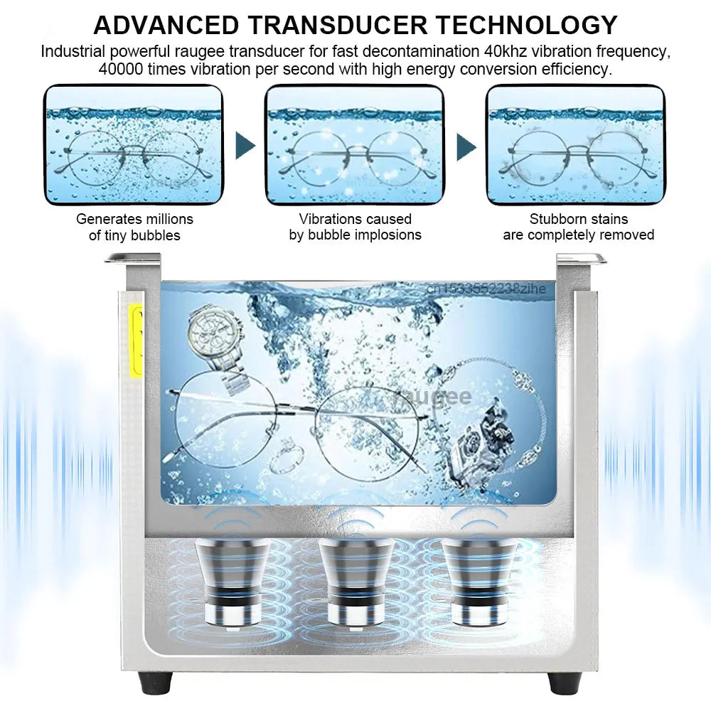 Ultrasonic Cleaner 40KHZ High Frequency Vibration Ultrasonic Washing Bath for Jewelry Watches Denture Glasses Ultrasonic Cleaner