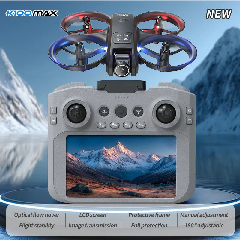 Hot K100 Max Mini RC Drone 4K Professional HD Camera Optical Flow Positioning Colorfuls Dron Foldable RC Quadcopter Toy for Kids