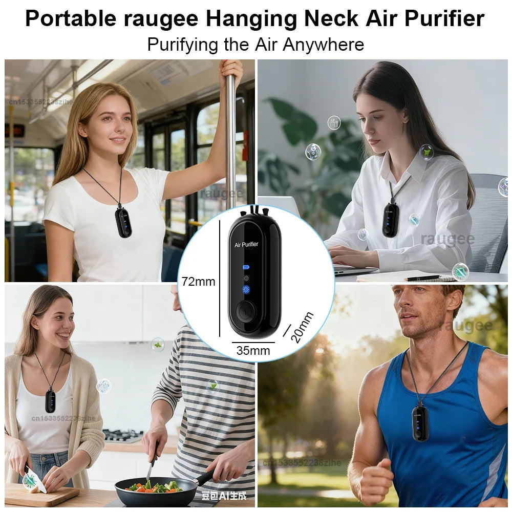 Wearable Negative Ion Air Purifier USB Rechargeable Mini Portable Purifying Outdoor Smoke Peculiar Smell Efficient Purifying Air