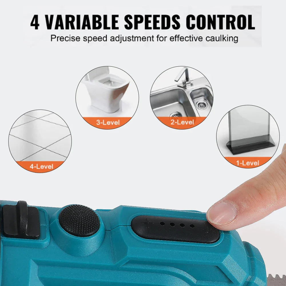 Electric Caulking Gun Lithium Battery 4 Speeds Wireless Glass Glue Gun Doors Windows Filling Sewing Gun For Makita Battery