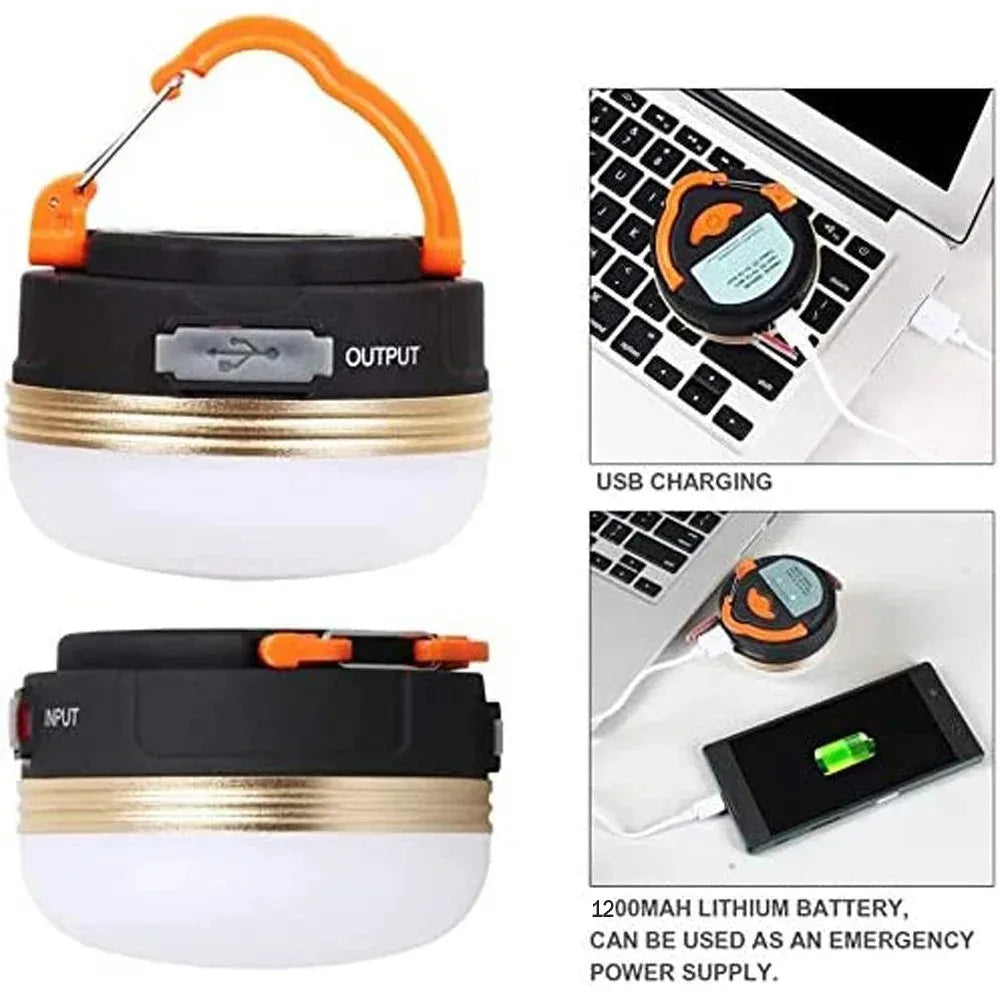 Outdoor Light Power Camping Lantern Tents Lamp 1200mah USB Rechargeable Portable Camping Light Outdoor Hiking Night Hanging Lamp