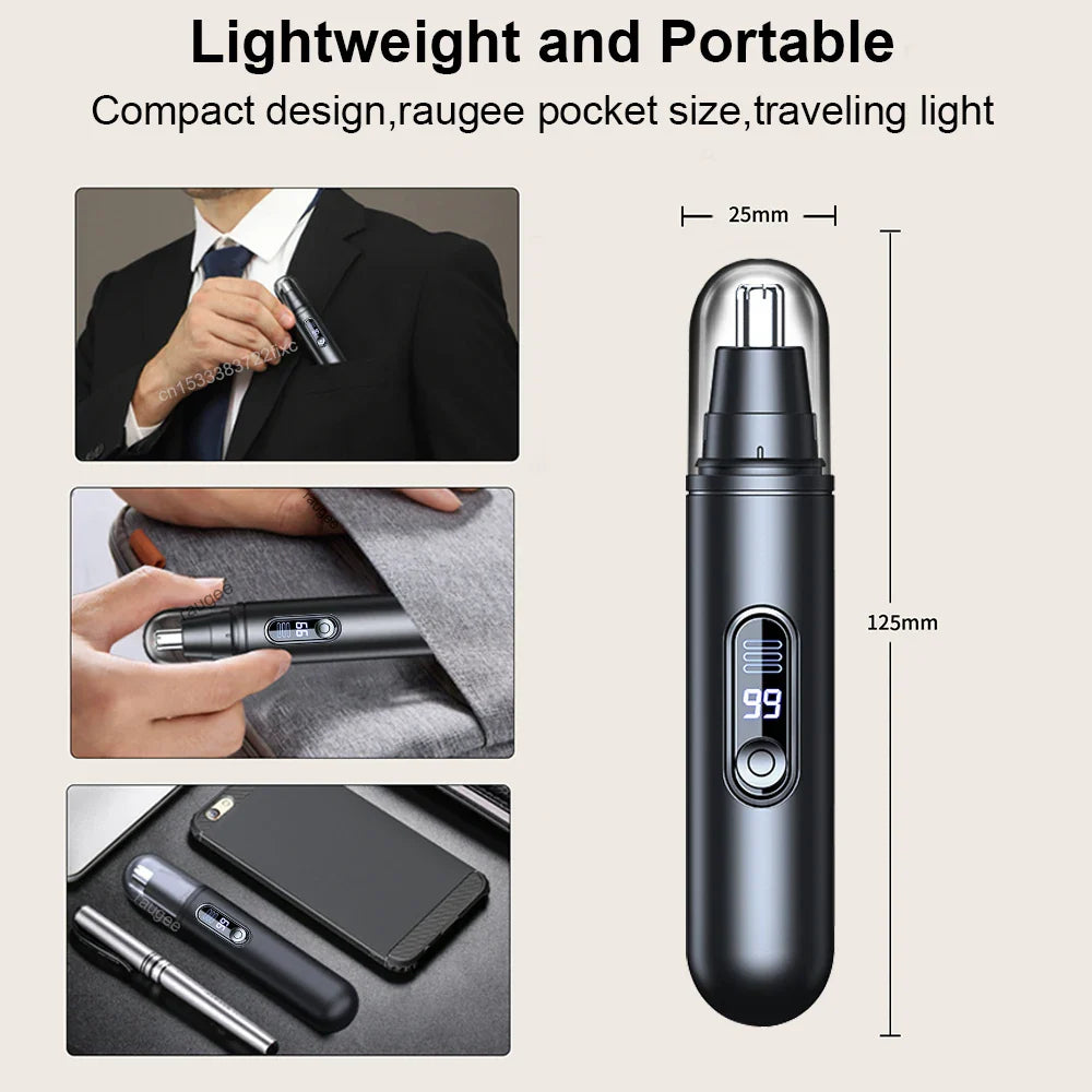 Electric Nose Hair Trimmer Rechargeable Nose Hair Clipper for Men Mini Portable Automatic Shaving Nose Eyebrow Ear Hair Remover