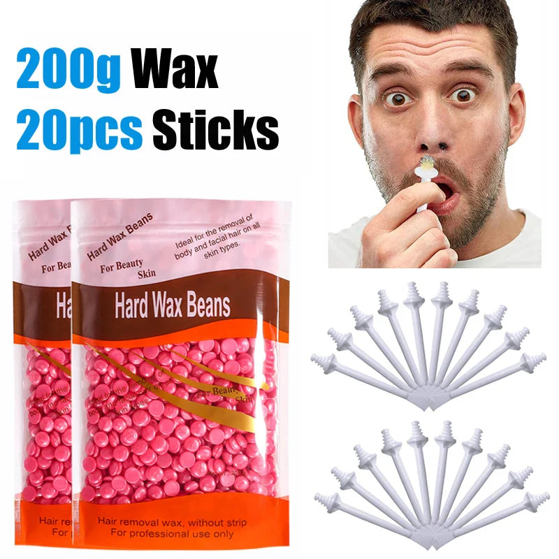 100PCS Nose Wax Sticks Kit Portable Easy Quick Wax Bean Cleaning Wax Kit Painless Nasal Wax Cleaning Tools Set For Hair Removal