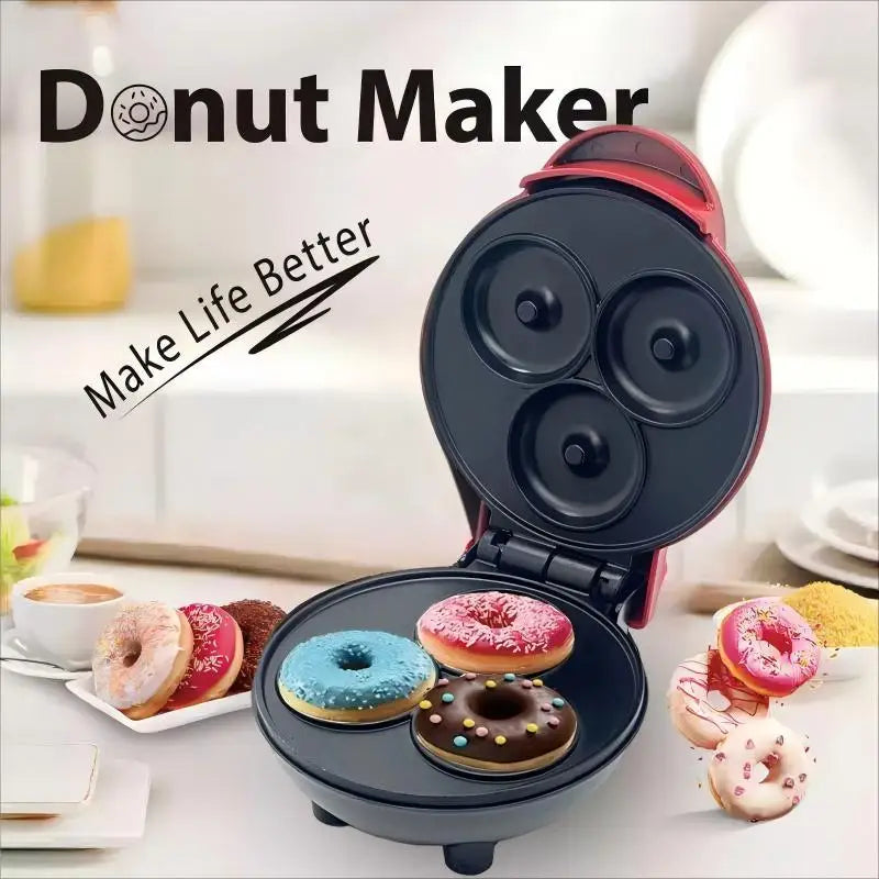 Mini home donut making machine, double-sided heating, non stick coating fast production, DIY breakfast for families and children