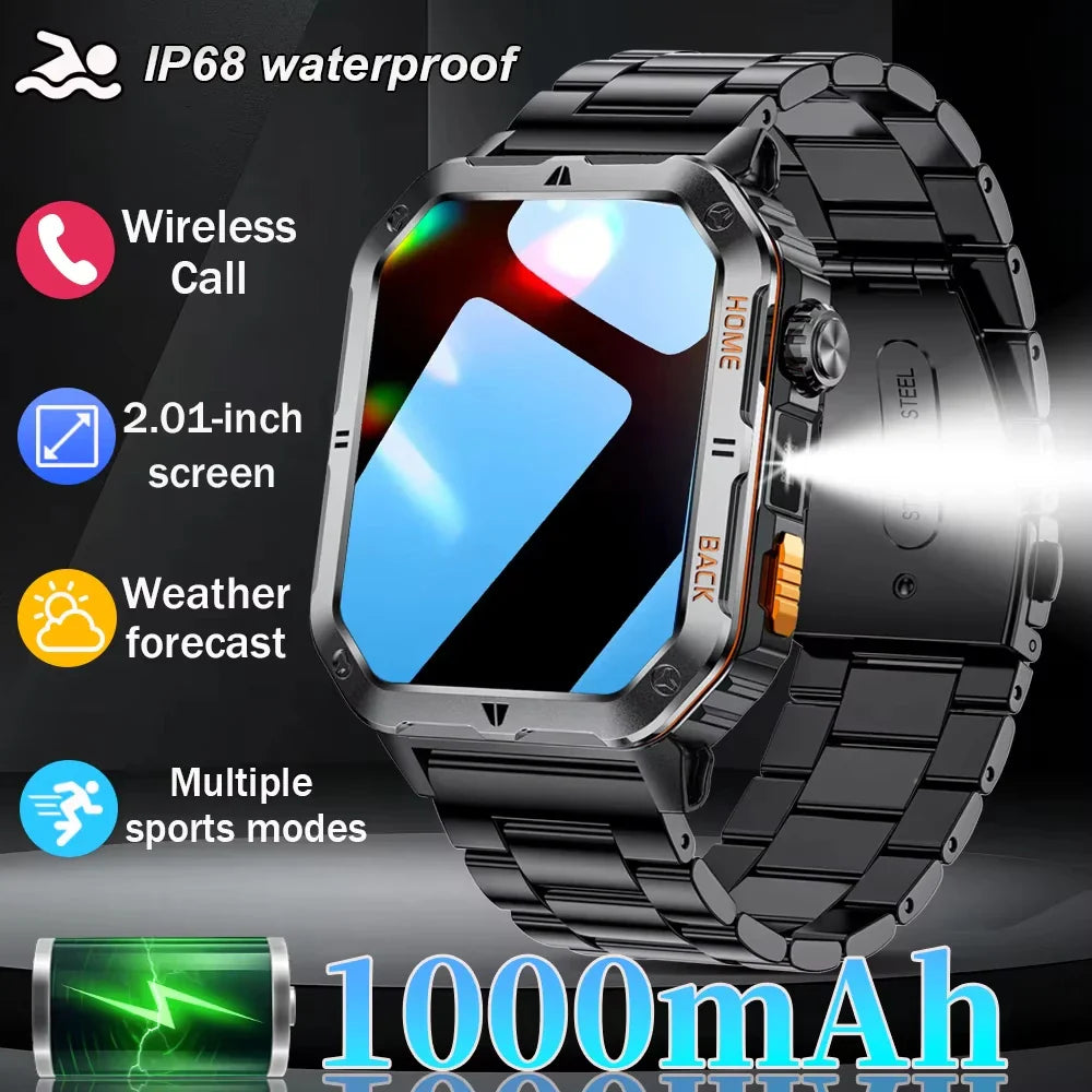 2026 1000mAh Battery Voice Assistant SmartWatch Men GPS Sports Heart Rate 3ATM BT Call Health monitor Smartwatch For Men gift