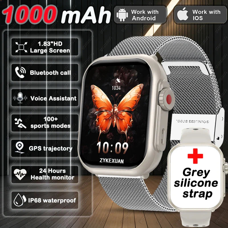 2026 New 1000 mAh Smart Watch Men Women 1.85“HD AMOLED GPS track Full Touch Screen IP68 Waterproof Bluetooth Call SmartWatch Man