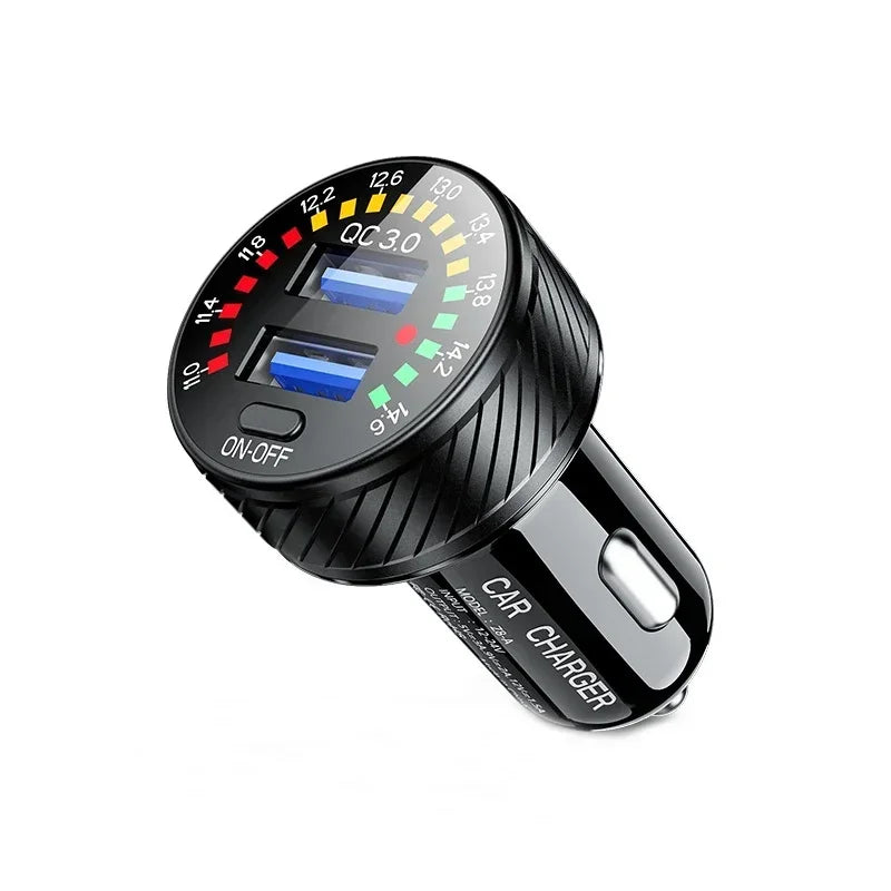 12 24V  With Touch Switch Color Screen Dual USB Car Charger QC 3.0 Waterproof 18W Fast Charging Marquee Light Car Charger