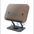 Reading Books Holder Desktop Book Laptop Stand with 360° Rotating Base Wooden Panel & Page Clips Foldable and Angle for Textbook