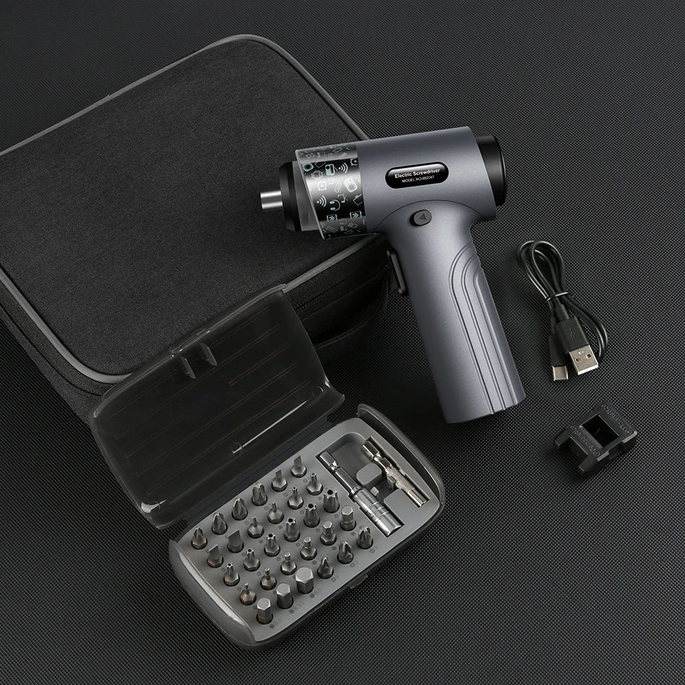 35 in 1 Electric Screwdriver Gun Type Cordless Rechargeable Power Tool Kit with Bits Set for Home DIY Repair Works Portable Bits
