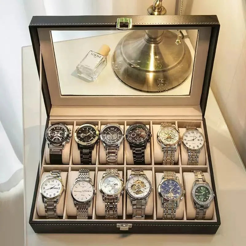 Exquisite High-end Large Capacity Watch Storage Box with Detachable Inner Lining Family Ornaments Men's Travel Gifts