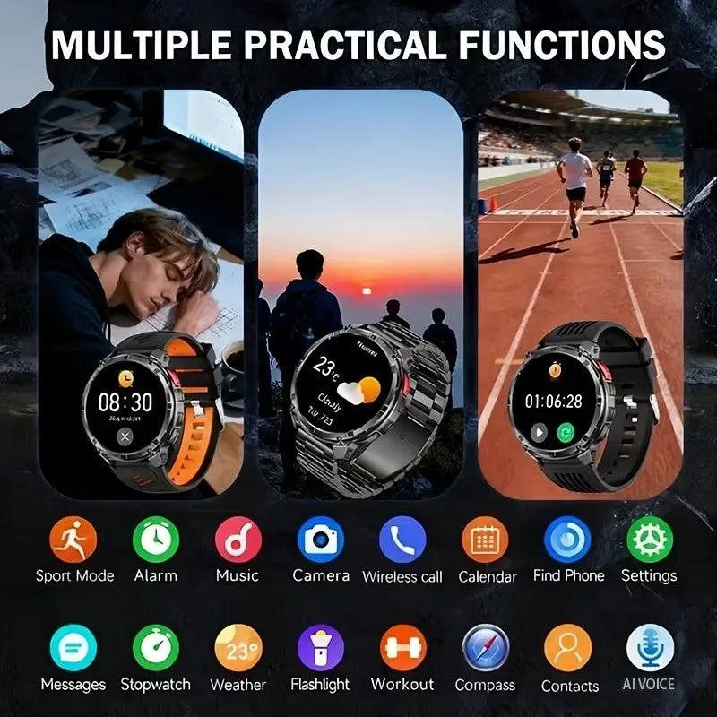 2026 New T-Rex3 Pro GPS Tracker Smartwatch Men 120-Day Standby 1100mAh Clock Rugged Outdoor Sport 10ATM Waterproof Call Watches